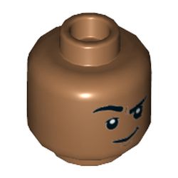 레고부품 Medium Nougat Minifigure Head Dual Sided Black Eyebrows Smile