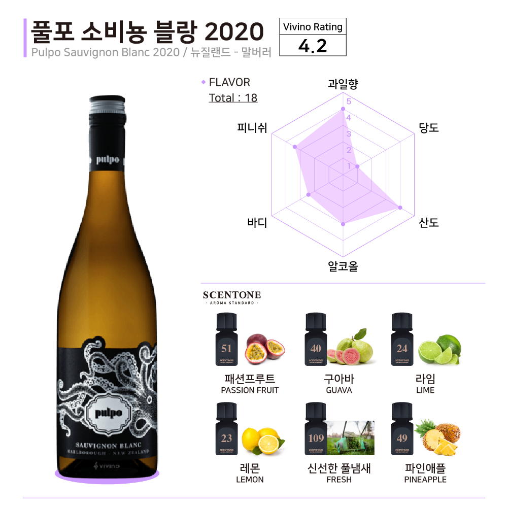 풀포 소비뇽 블랑 2020 pulpo sauvignon blanc 2020 센톤 SCENTONE