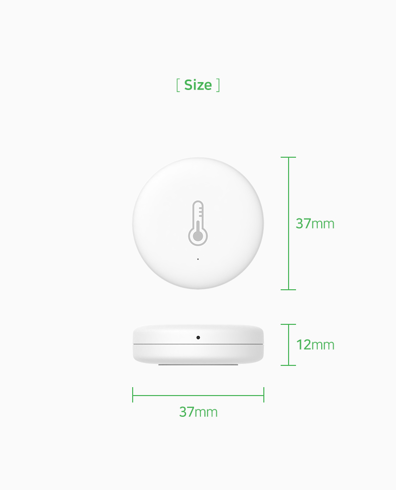 집안을 항상 쾌적하게 유지할 수 있게 도와주는 헤이홈 스마트 온습도 센서 사이즈 안내입니다.