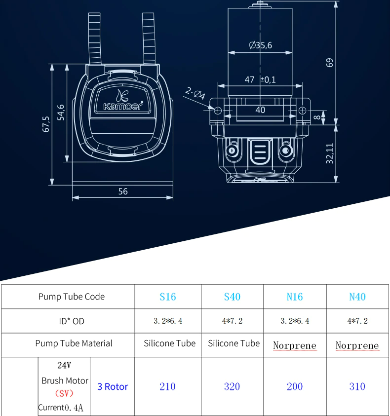 Kamoer Khs Brushed Motor Peristaltic Pump Ml Min