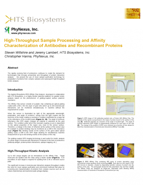 High-Throughput Sample Processing and Affinity Characterization of ...