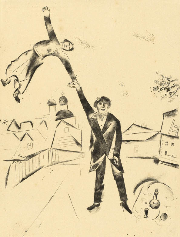 Marc Chagall, Promenade I(no.26) unpublished plate for the book My Life, 1923, Drypoint, 108/110, The Israel Museum, Jerusalem by Avshalom Avital © ADAGP, Paris - SACK, Seoul, 2018, Chagall ®