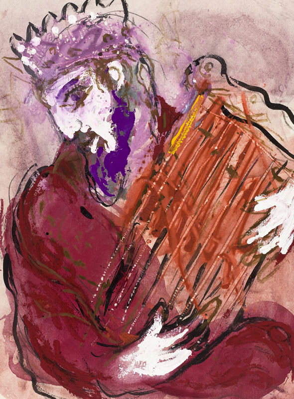 Marc Chagall, David Drawing for the “Verve” edition of the Bible(nos. 33-34), 1956, India ink, gouache, watercolor and graphite on paper, The Israel Museum, Jerusalem by Avshalom Avital © ADAGP, Paris - SACK, Seoul, 2018, Chagall ®