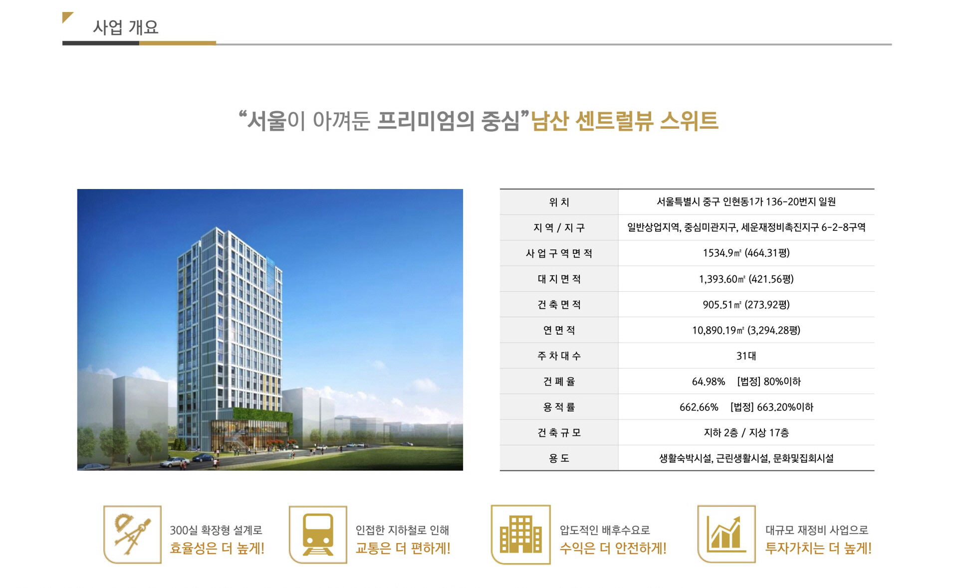 남산 센트럴뷰 스위트 사업개요