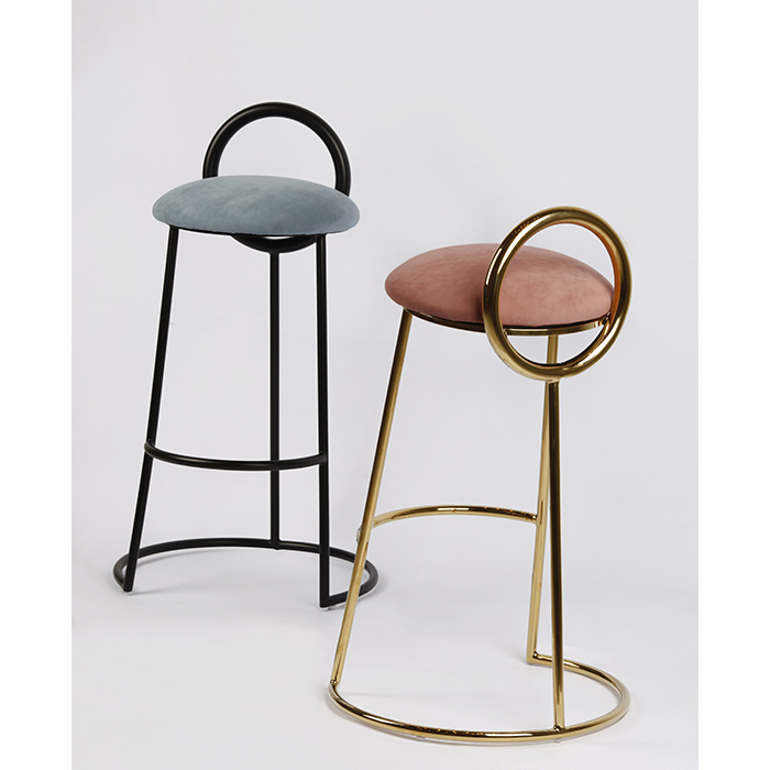 Hoop Bar Stool (gold frame)_ Pink JURAN shop