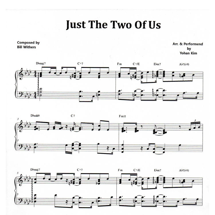 Just The Two Of Us Sheet Music Yohan Kim Music