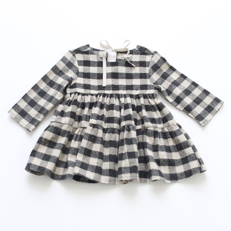 Baby girl black shop and white plaid dress