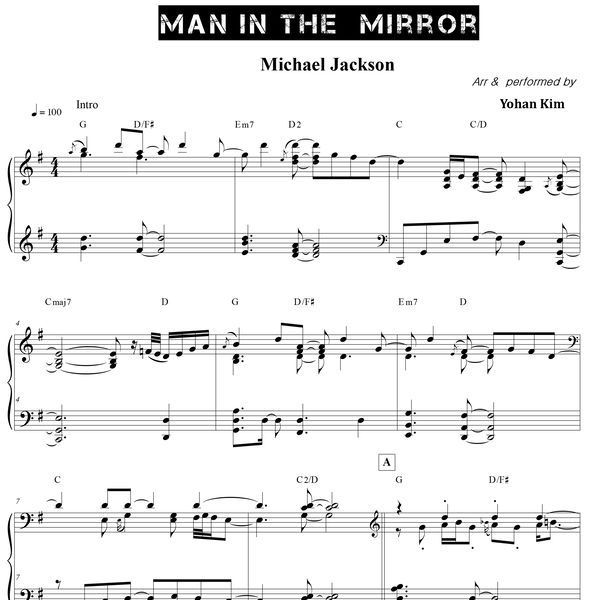 Man In The Mirror Sheet Music Yohan Kim Music