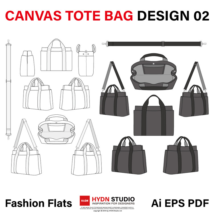 Canvas Tote Bag Design Pack 02 Fashion Flat Ilration Template Hydnstudio Designers