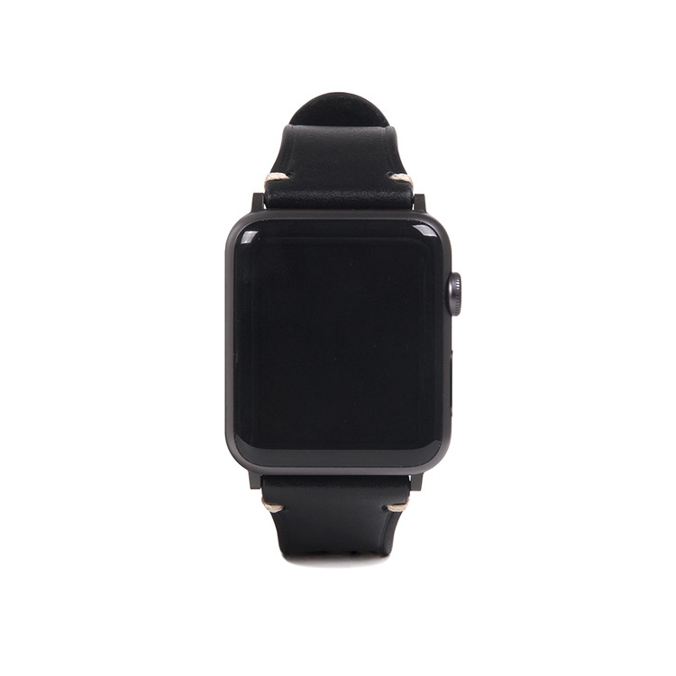D7 Italian Buttero Leather Strap for Apple Watch SE / Series 1-7 42/44/45mm  (Black) : SLG DESIGN I Simple But Enough