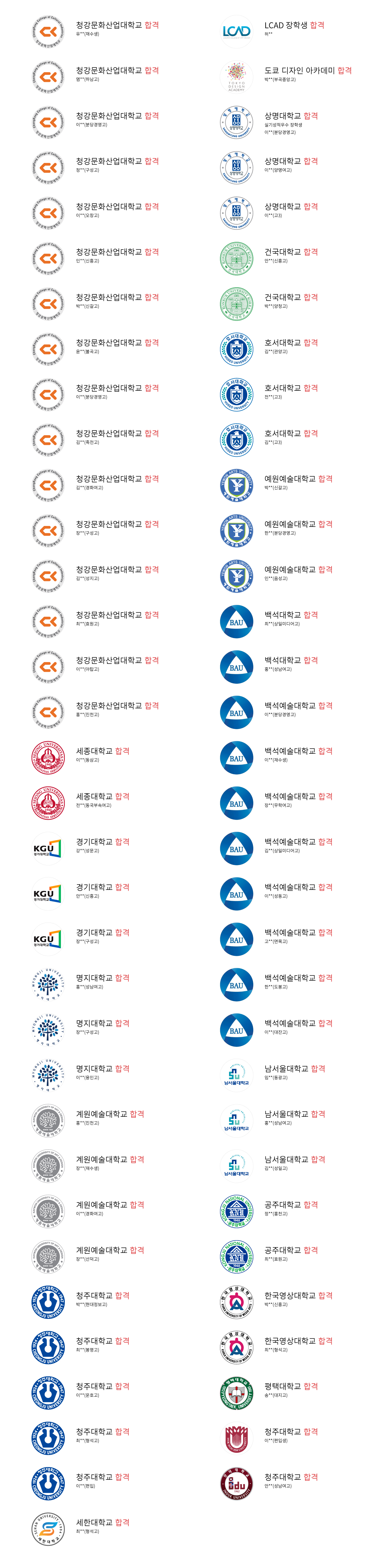 대입합격명단애니벅스만화학원