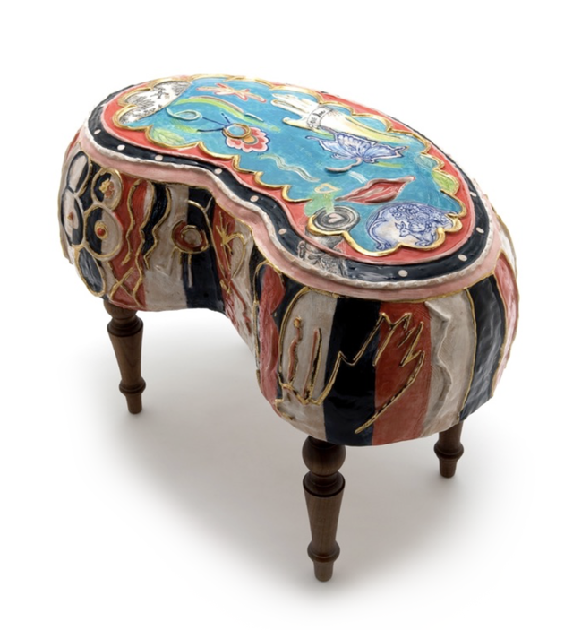 Stool series : Dorothy 35x57x38cm 도자,수금,월넛 2019