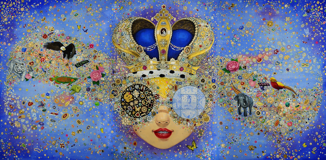 Kim Jihee. Seaeled smile. 2019. Color on Korean paper. 193x390cm_1