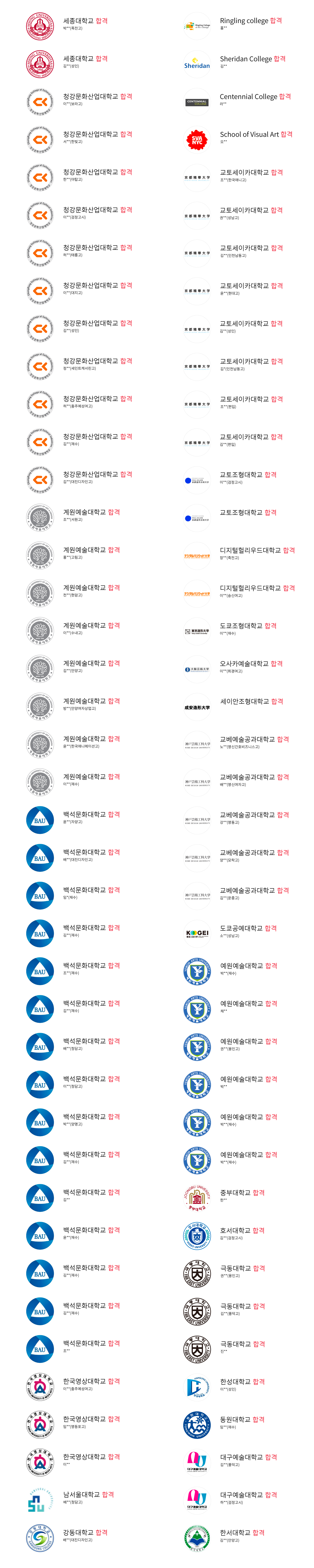 대입합격명단애니벅스만화학원
