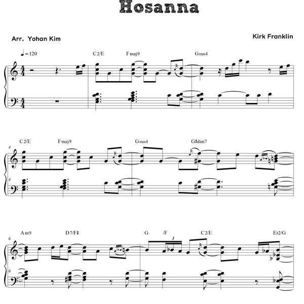 Hosanna - Kirk Franklin (Sheet Music) : Yohan Kim Music