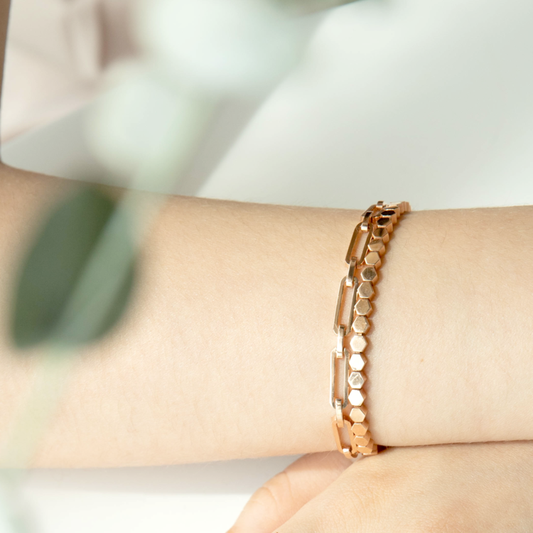 Hexagon Link. Bracelet 노이유니 NOIUNI 14K / 18K Gold Jewelry