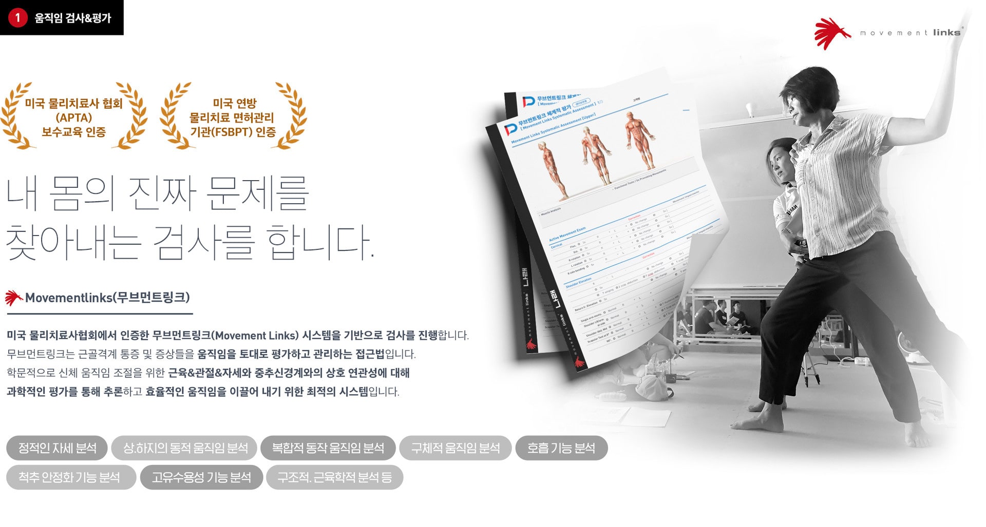 내 몸의 진짜 문제를 찾아내는 검사를 합니다. 무브먼트링크
