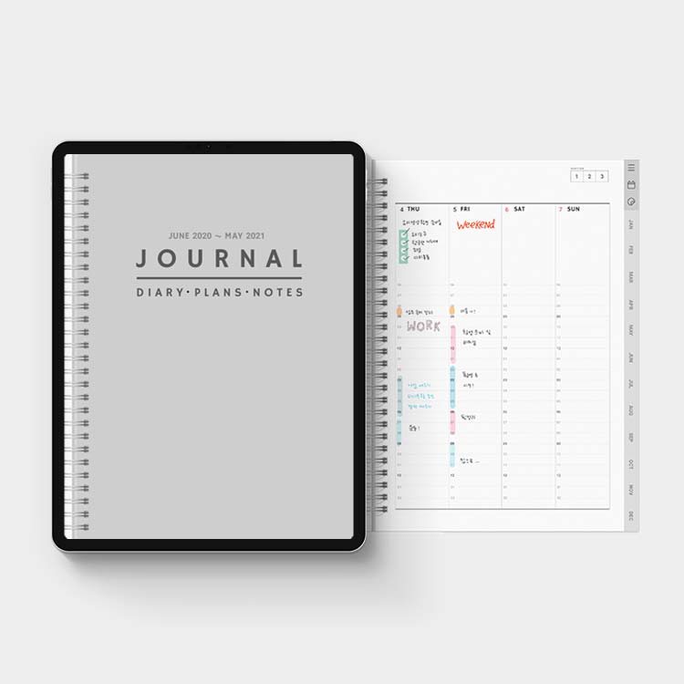 2022 그레이 다이어리 아이패드 굿노트 속지 : Dt굿노트