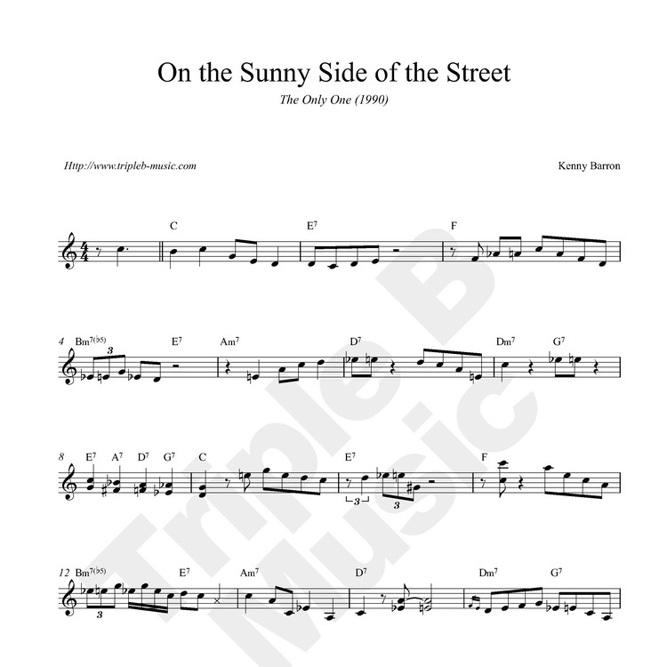 Kenny Barron On The Sunny Side Of The Street Only Solo Right Hand Triple B Music Store