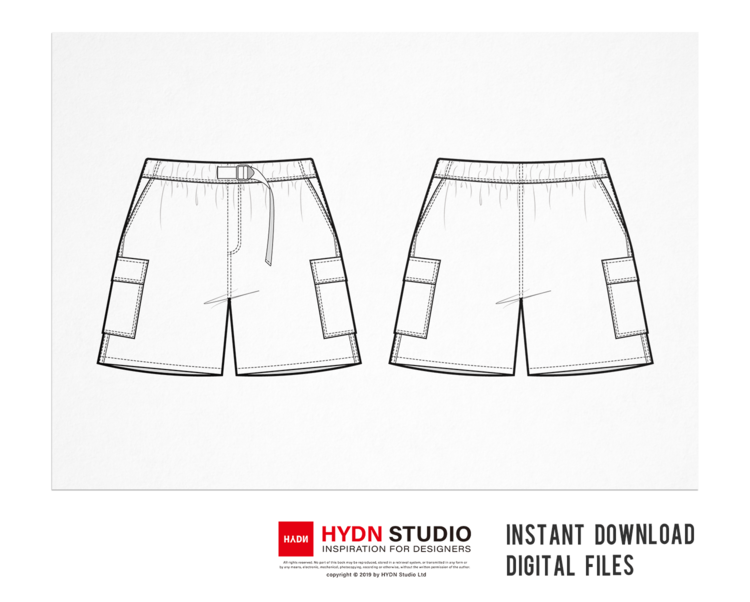 Chino Shorts Design Flat Sketch Vector Illustration Denim Casual Shorts  Concept With Front And Back View Printed Cargo Utility Bermuda Shorts  Design Illustration Stock Illustration - Download Image Now - iStock