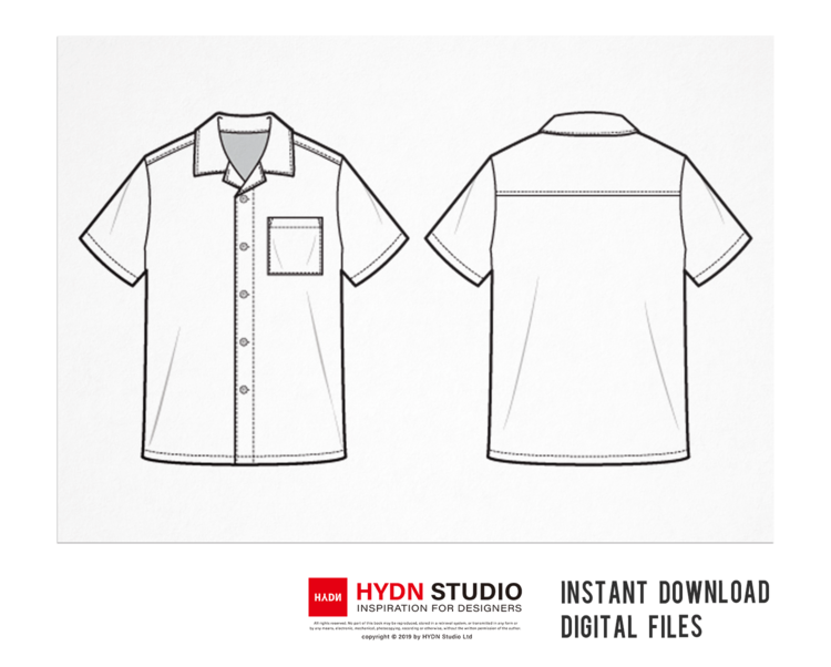 Short Sleeve Shirts flat sketch : HYDNSTUDIO
