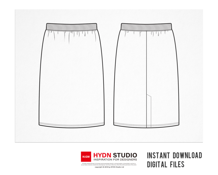 Pencil Skirt flat sketch HYDNSTUDIO