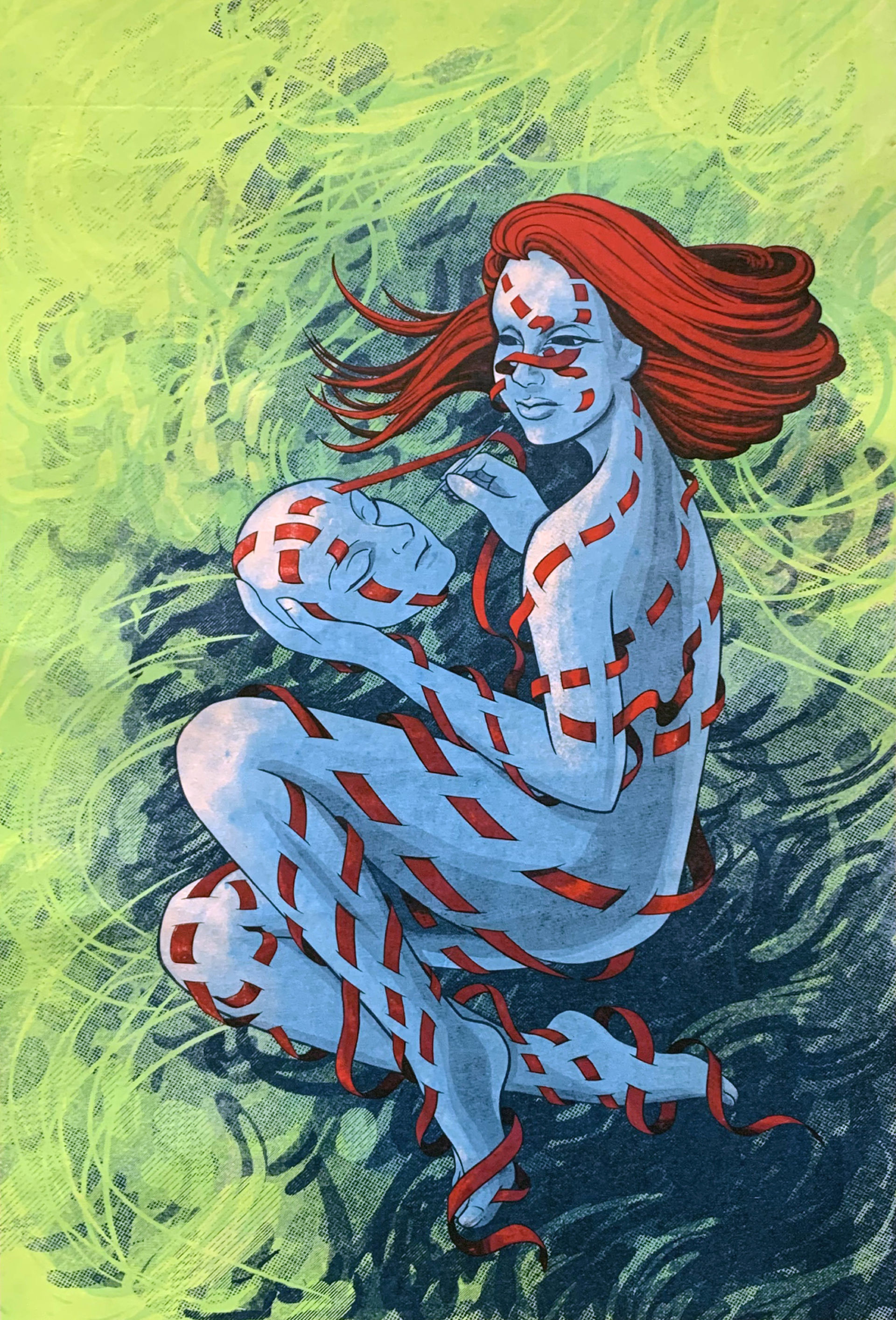 Nightmares of Sewing through my body 14/26 49cm x 80cm screenprint on hanji 2020