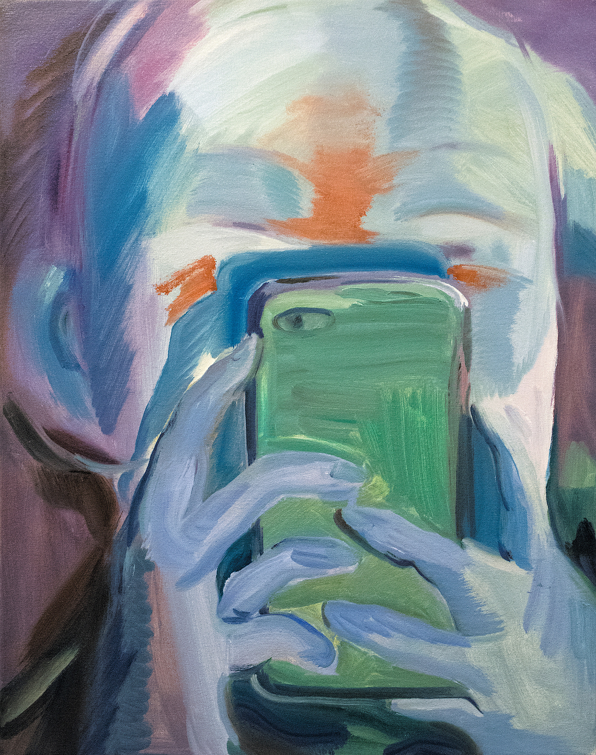 "person with a phone1" / 26” x 22” / Oil on canvas
