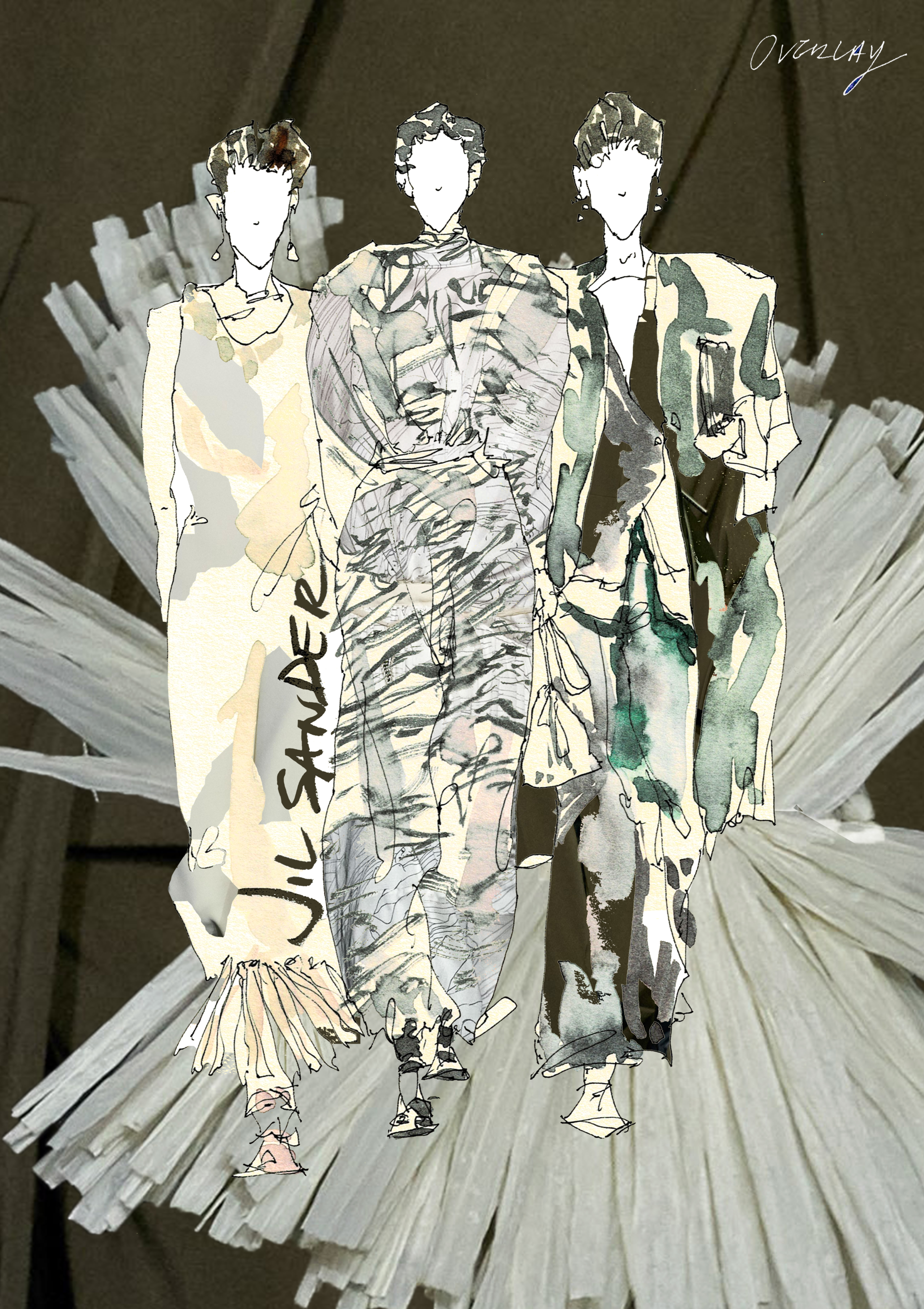 "UNTITLED" / 594mm x 841mm / ink . watercolor. digital collage / 2020 runway collection revisited