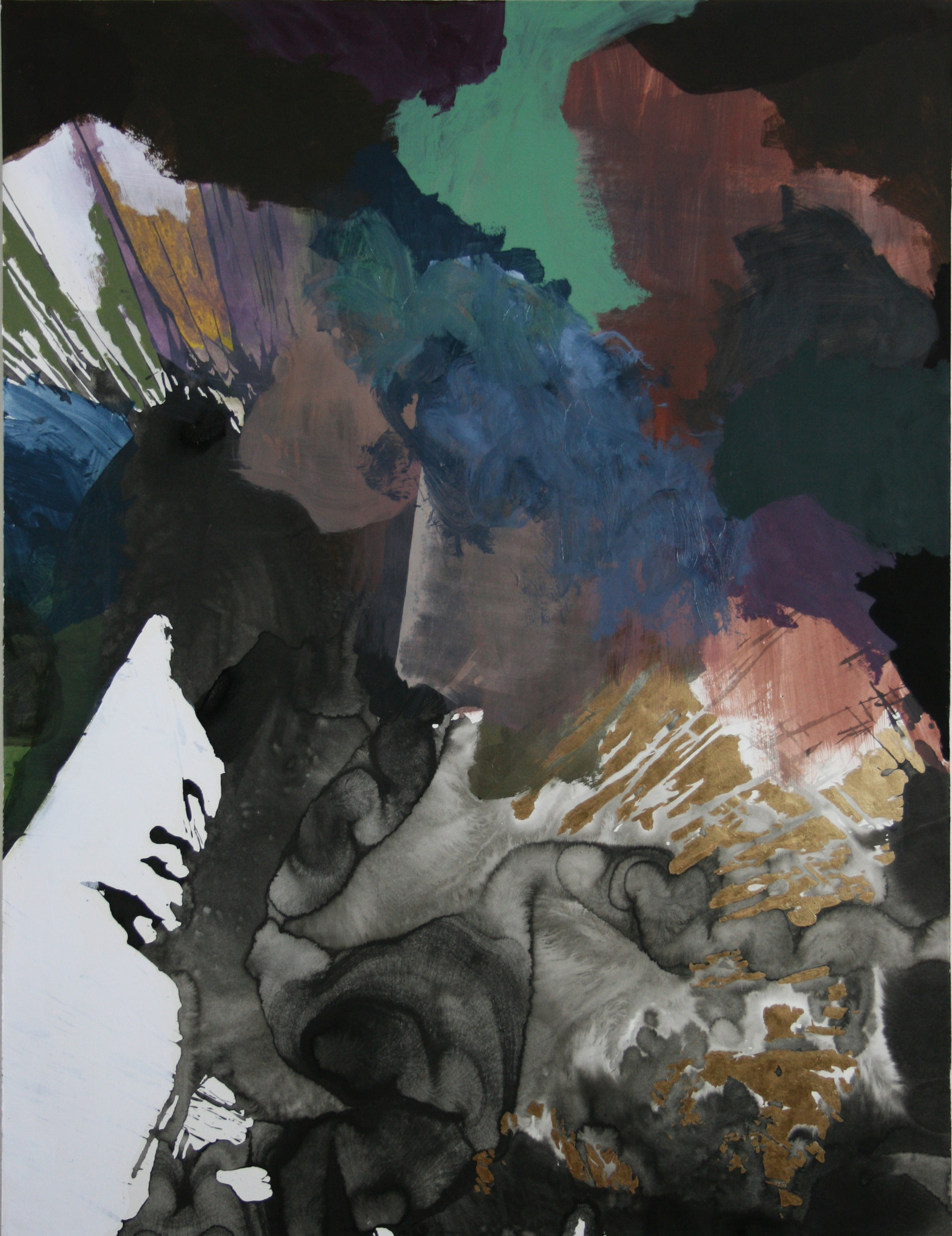 "Wave within Presence" / 40”x30” / Acrylic, Tempera, Ink on Stretched Paper, Painting / 2018
