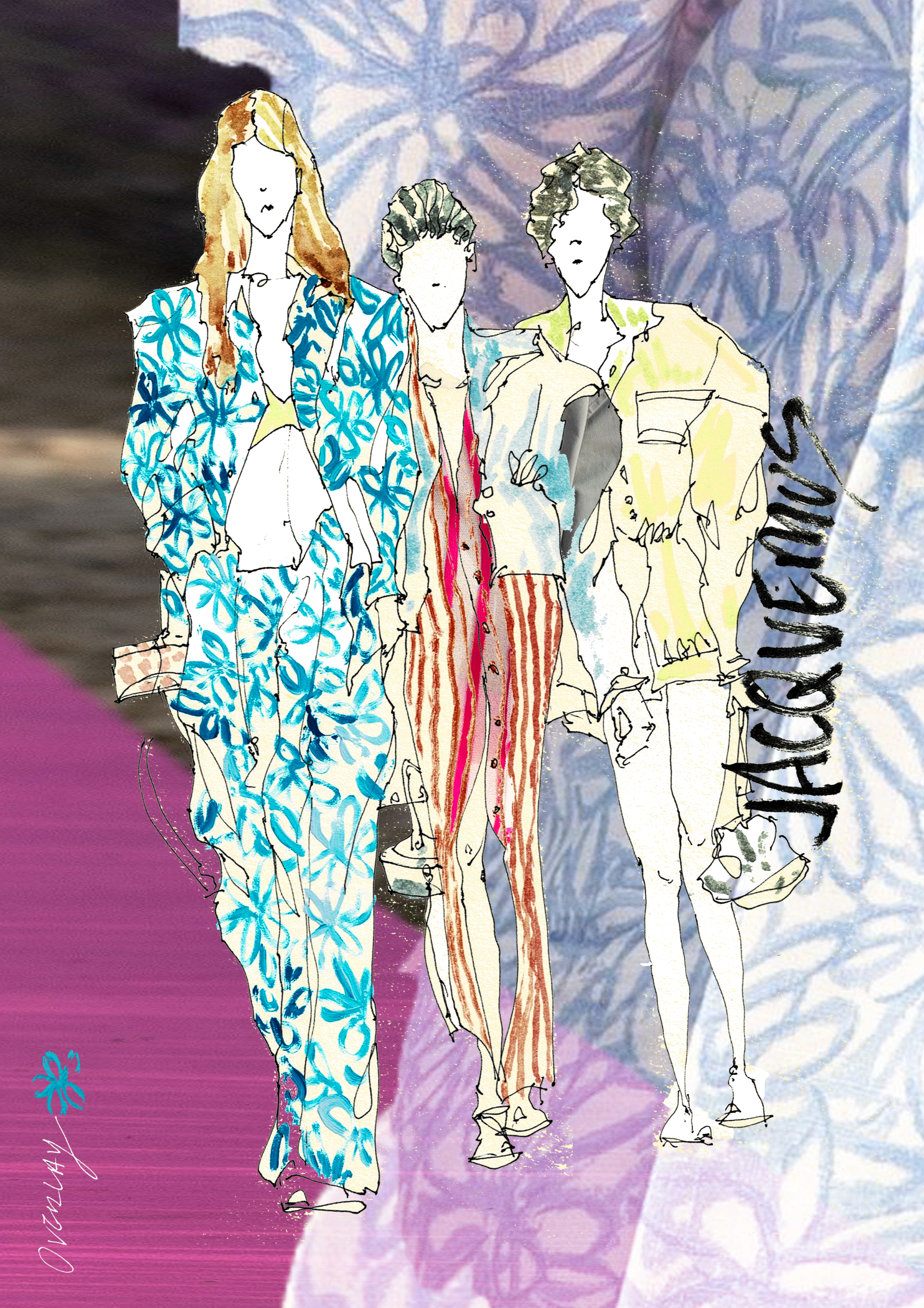 "UNTITLED" / 594mm x 841mm / ink . watercolor. digital collage / 2020 runway collection revisited