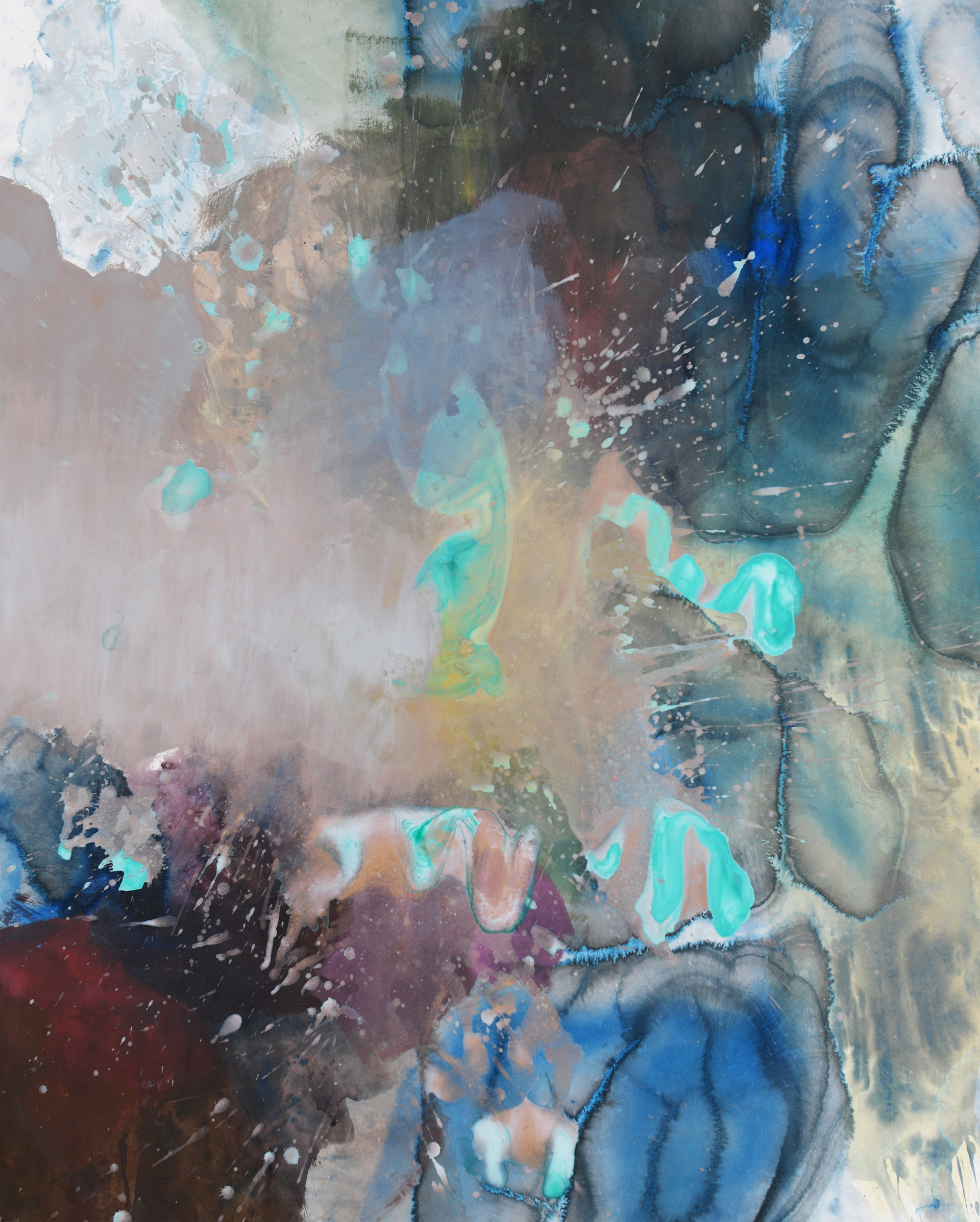 "Unsealed Space" / 40”x32” / Acrylic, Ink on Stretched paper, Painting / 2019