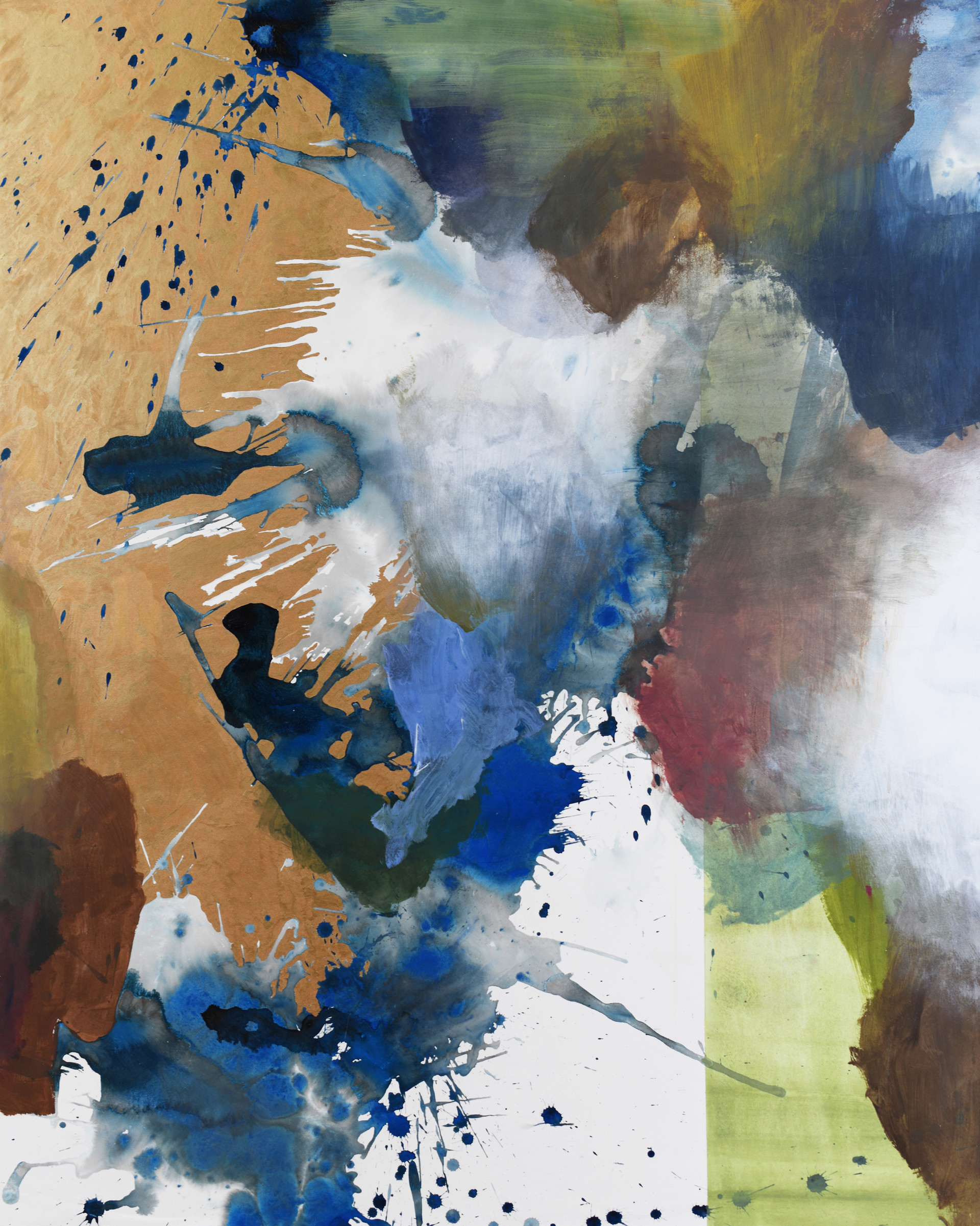 "Moments in the way" / 43 5/8”x34 3/4” / Acrylic, Ink on Stretched paper, Painting / 2019
