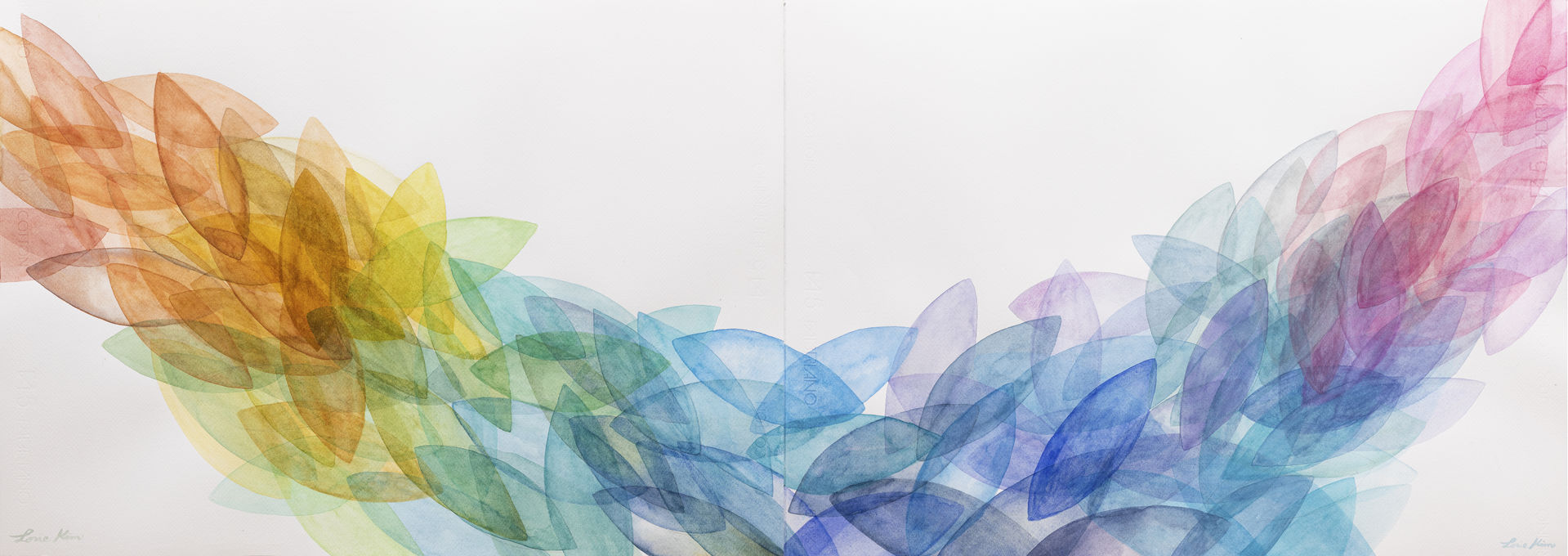 "Mind Nature-It flows like a river" / 50x140cm / Watercolor on paper / 2019