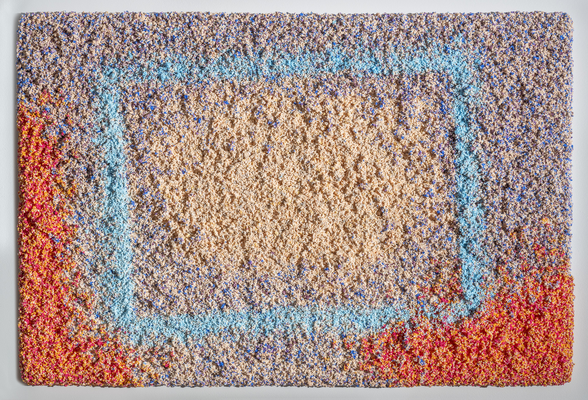 "Traces III" / 2019 / 48.5 x 33 x 3.25 inch / 스티로폼 입자, 아크릴 물감
