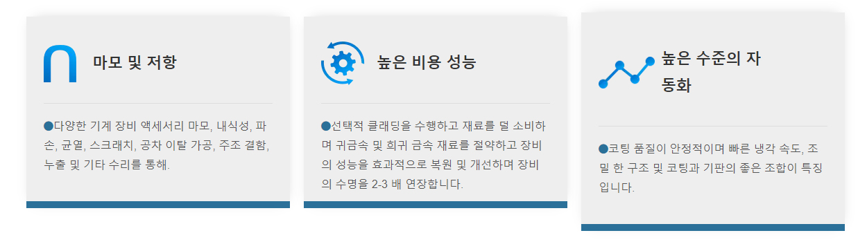 마모 및 저항, 높은 비용 성능, 높은 수준의 자동화