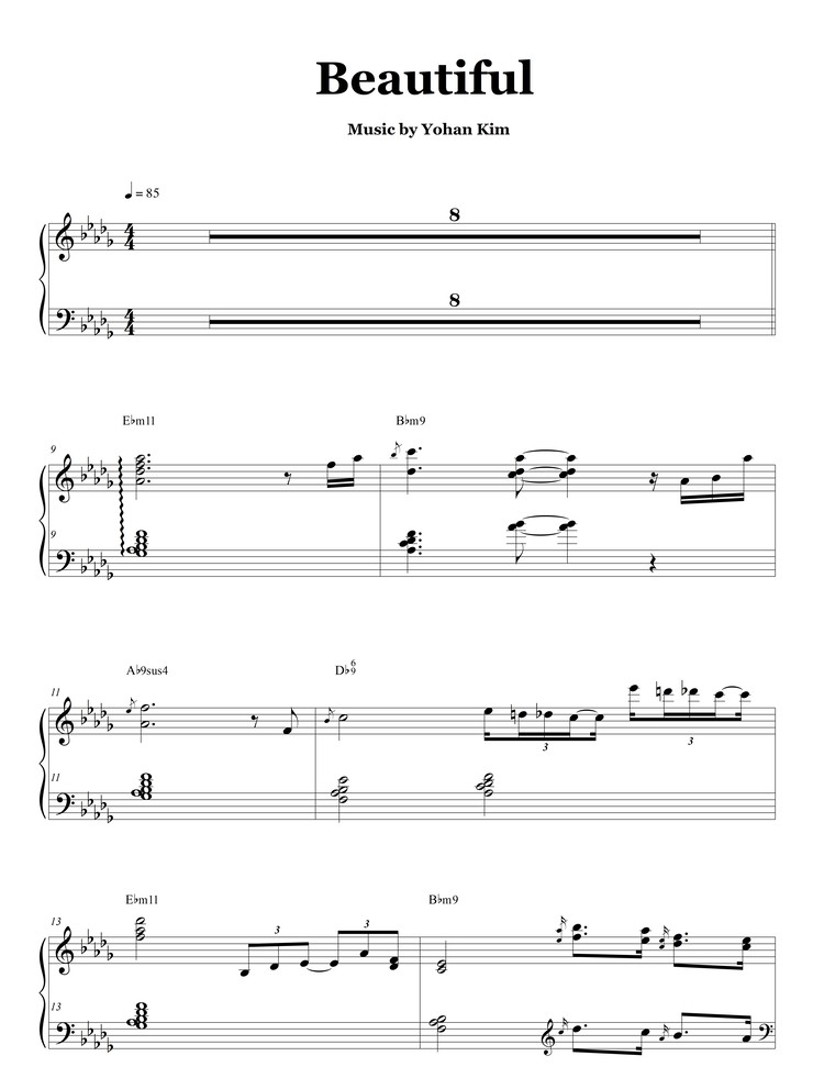 Beautiful (Jazz Hip Hop) Sheet Music : Yohan Kim Music