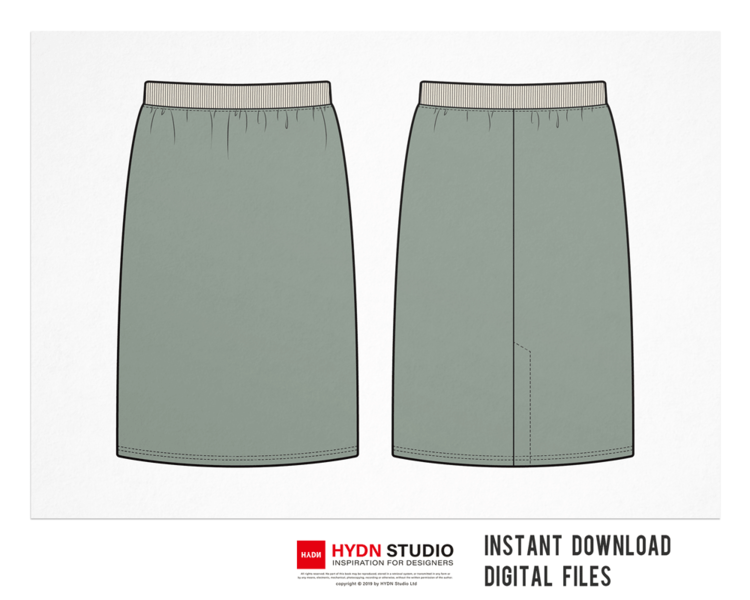 Denim Skirt flat sketch : HYDNSTUDIOㅣAll about digital fashion design