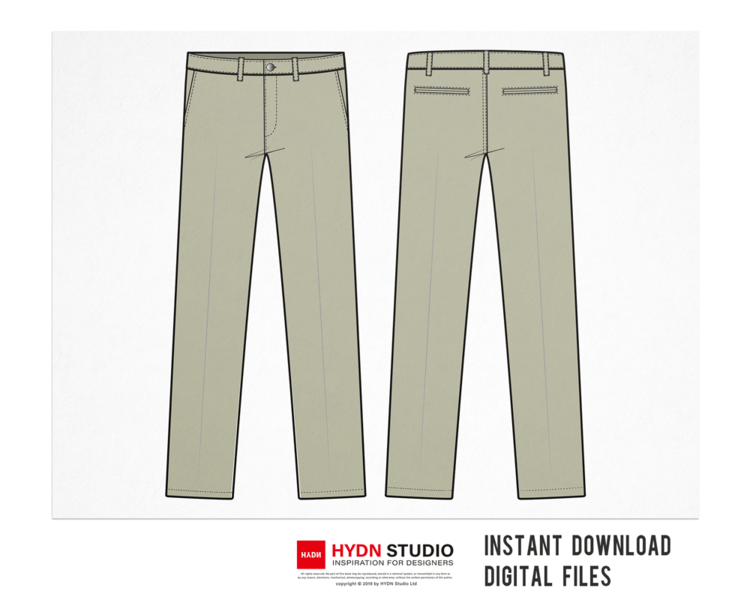 Blank mens trousers in front back and side views Isolated on white.  Download a Free Preview or High Quality Adobe Illus… | Outline drawings,  Drawings, Vector images