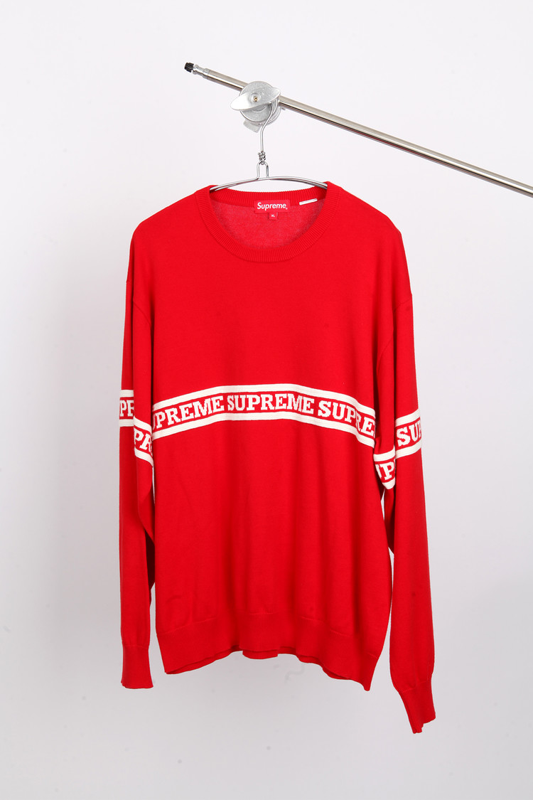 素晴らしい素晴らしいSupreme 19AW Logo Stripe Knit Top セーター