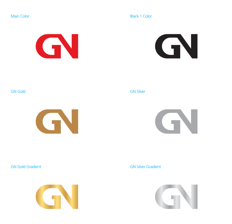 <h1 style="font-size:20px;">Color Utilization</h1><br>The colors of GN C.I are divided into main and auxiliary colors. Since GN C.I functions to deliver GN’s image by applying it to various visual media, it is important to deliver consistent color images.  Careful attention is required for the effective use of colors, and if there is any question during production, it must be produced in consultation with the department in charge.