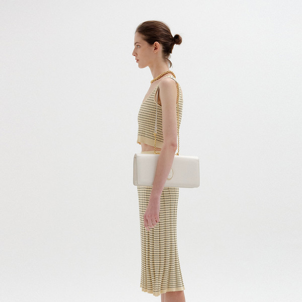SING Ribbed Knit Skirt - Beige/Black Stripe : EENK SHOP