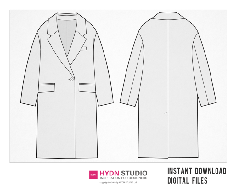 Net Ugle Slagskib Oversized Coat flat sketch : HYDNSTUDIOㅣAll about digital fashion design