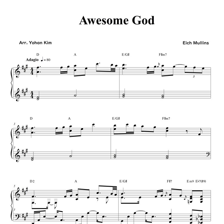 Shout To The Lord - Sheet Music : Yohan Kim Music