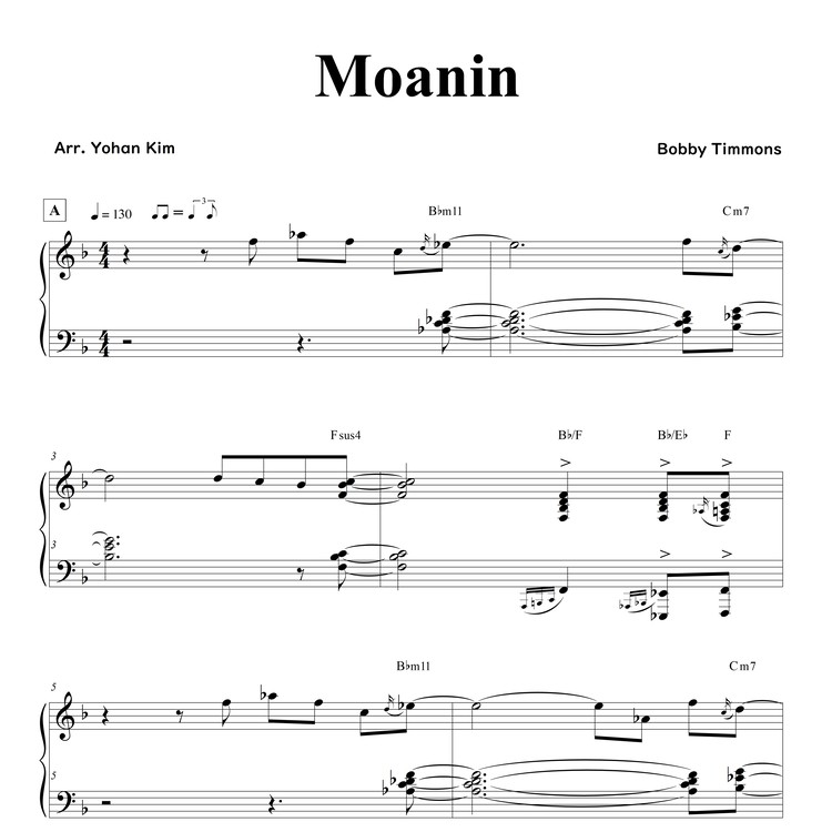 Moanin'- Sheet Music : Yohan Kim Music