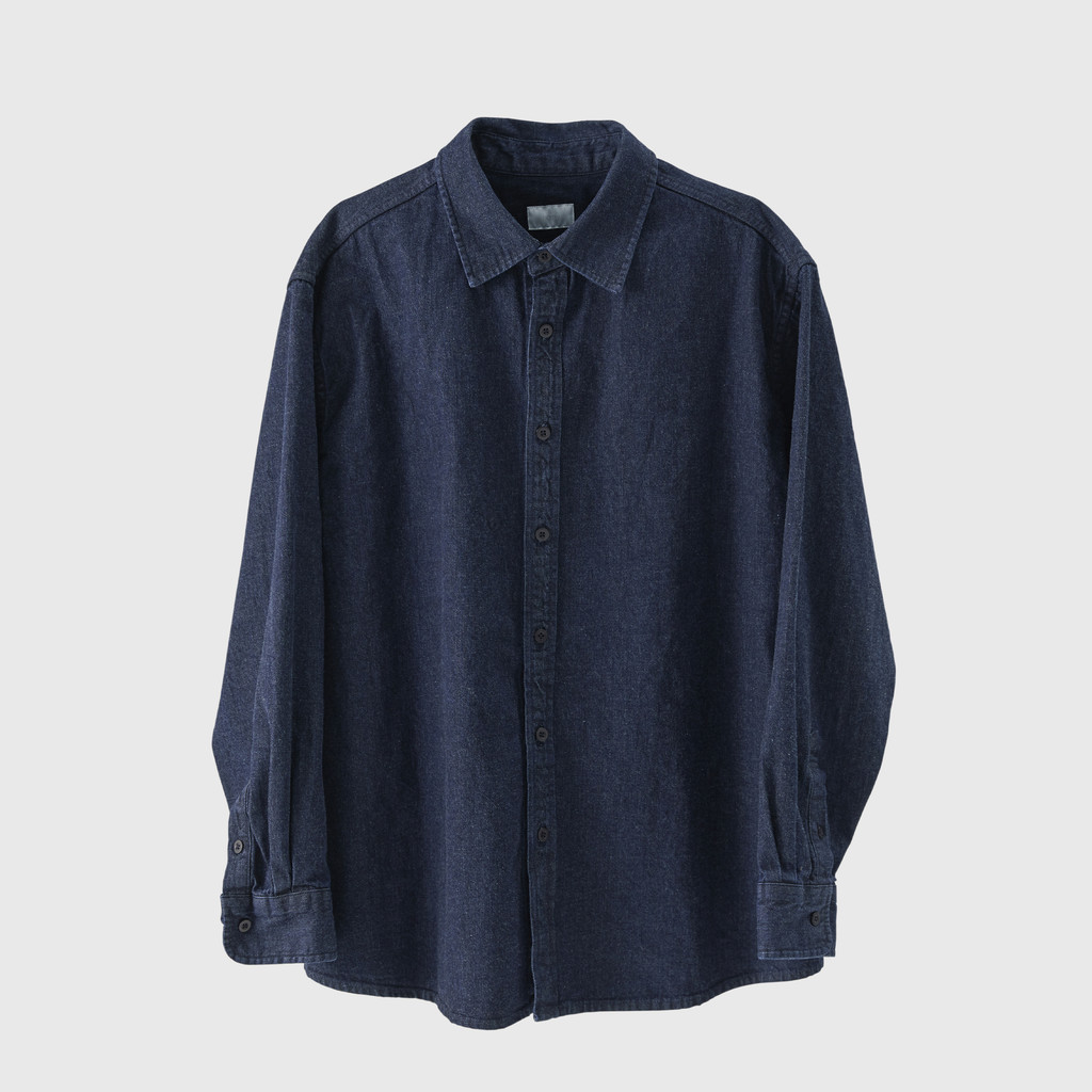 [sold out] rough denim shirt (navy) : homly