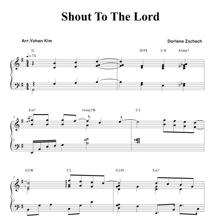 Shout To The Lord - Sheet Music : Yohan Kim Music