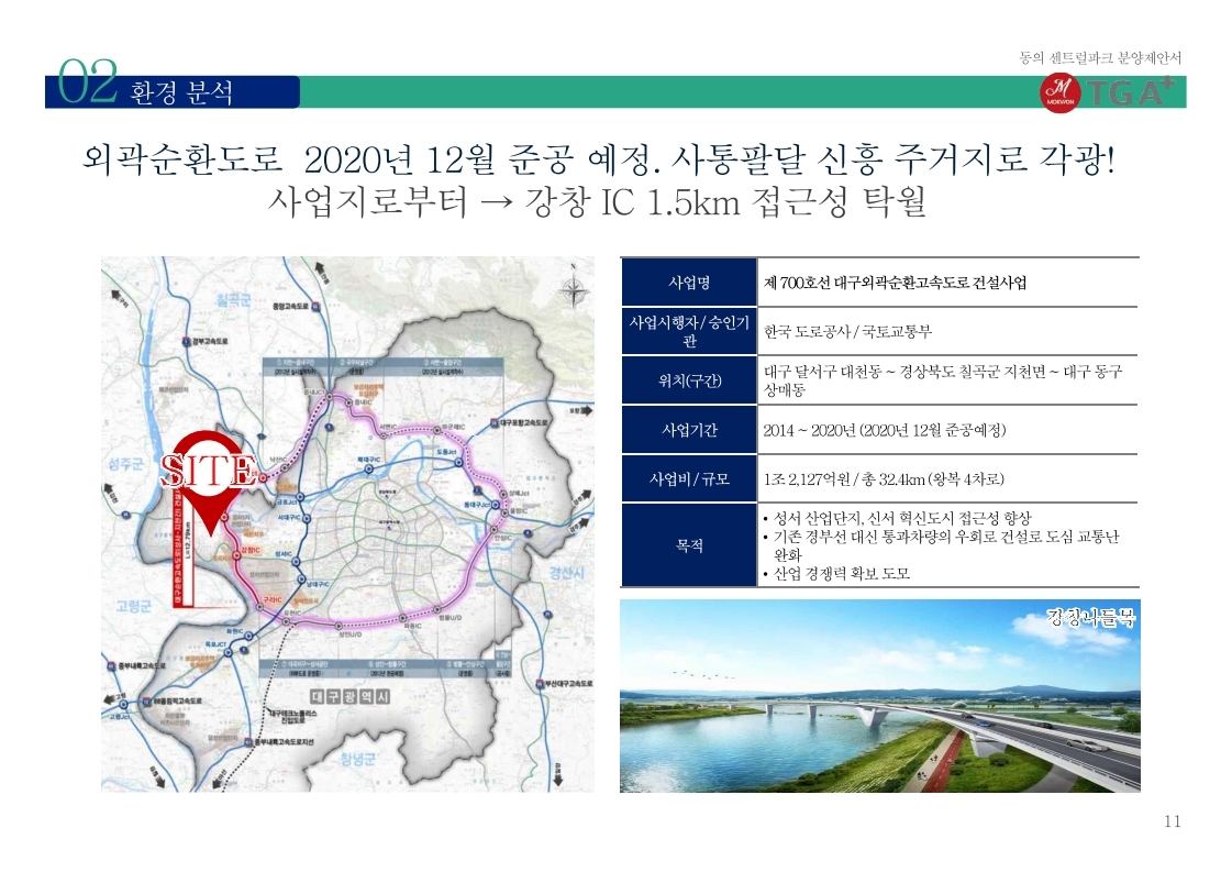 다사동의센트럴파크 도로망