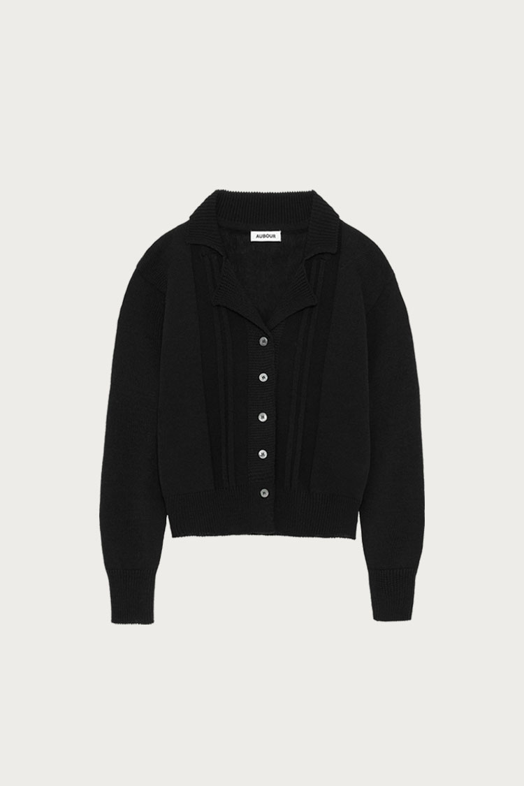 line open collar knit cardigan (black) AUBOUR 아우브아워