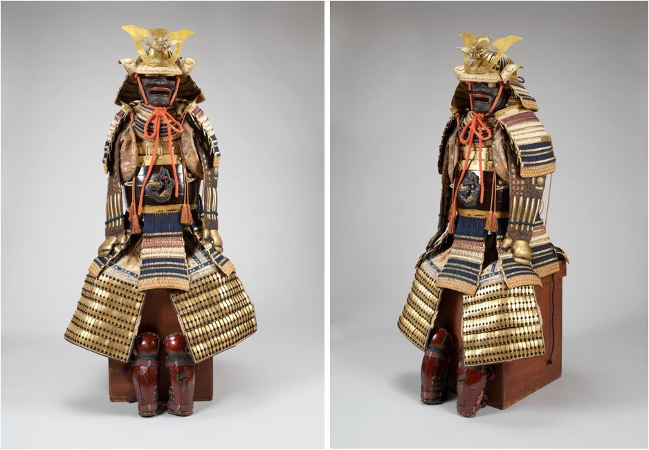 <i>Tōsei-gusoku Armor with variegated lacing</i>. Edo period, 18th century, iron, leather, lacquer, silk, gilt copper, Chest H: 70.4cm. National Museum of Korea ⓒNational Museum of Korea 